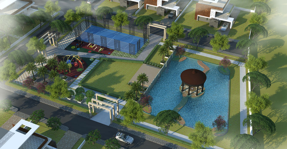 Park & Pond Aerial View 1
